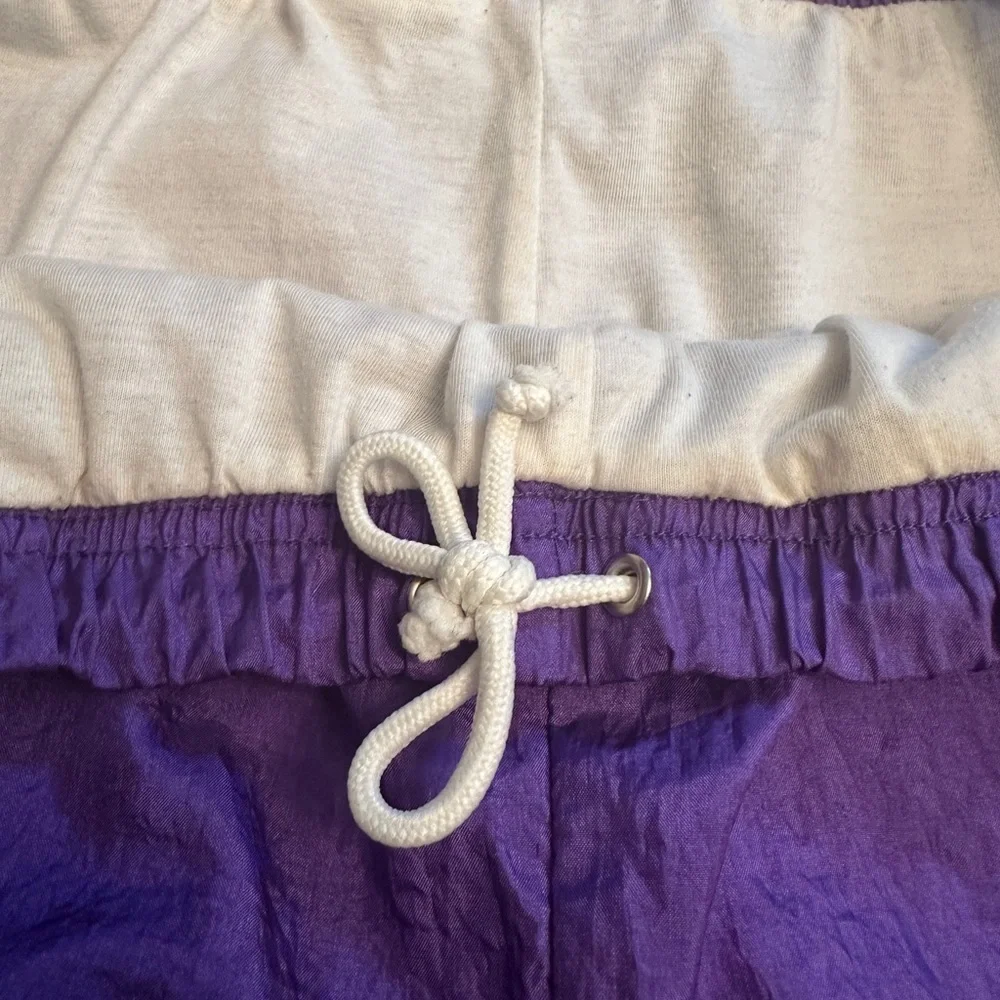 Vintage SERGIO TACCHINI Size 34 Nylon‎ Track Pant Joggers Purple Lined Zip Ankle